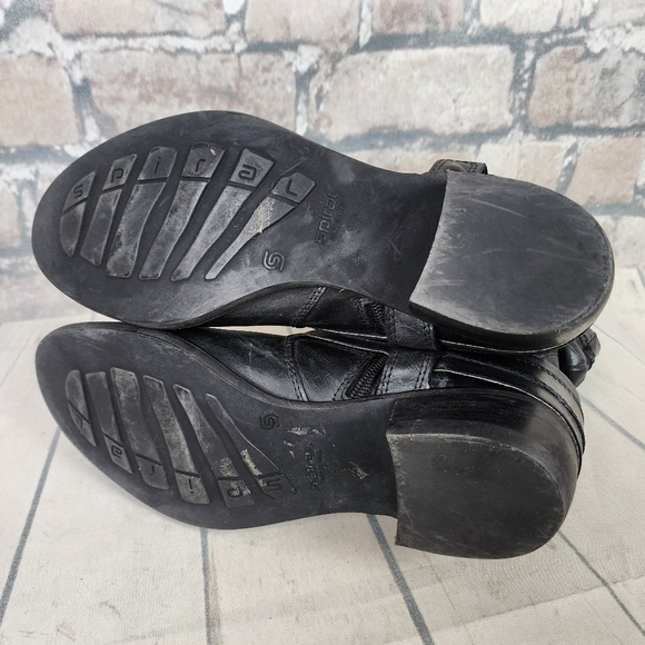 Spiral Leather Slouchy Biker Cowboy Boot Adjustable Harness Black Size 39 - Picture 11 of 12